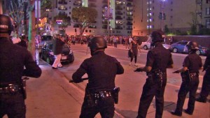 LAPD officer's breaking up the unlawful gathering. 